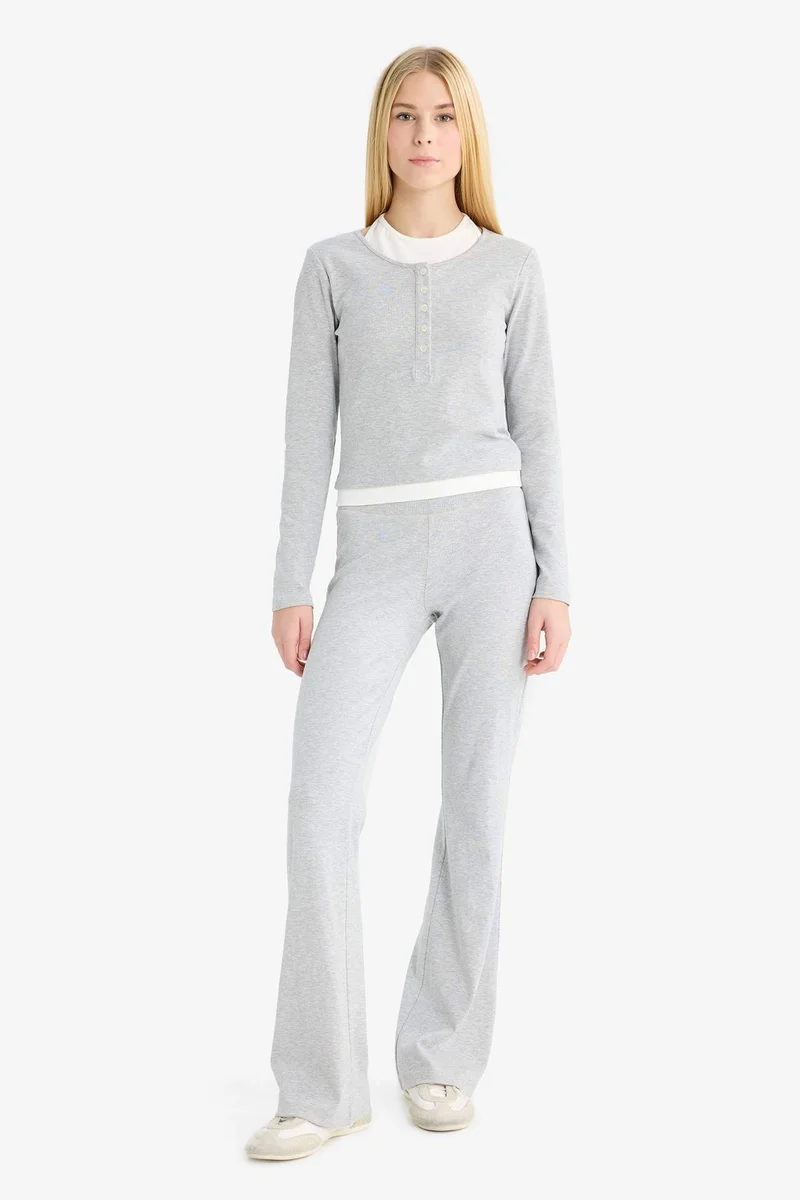 ديفاكتو Halter Neck Ribbed Long Sleeve T-Shirt