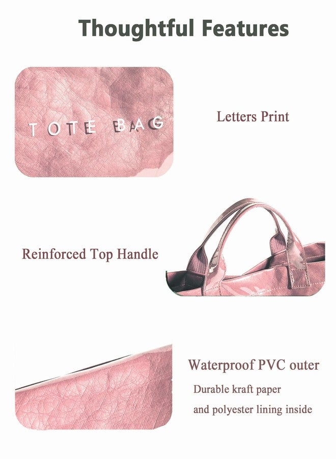 BBIQI Tote Bag for Women Large PVC Tote Bag Letters Print Plastic Handbag for Christmas Gift, A-pink, Large - Image 5