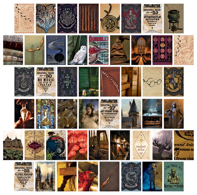 CONQUEST CON*QUEST Conquest Journals Harry Potter Hogwarts Wall Collage, Set of 50 Official Wizarding World Prints, 4"x6", Printed on Quality Card Stock, Matte Finish - Image 1