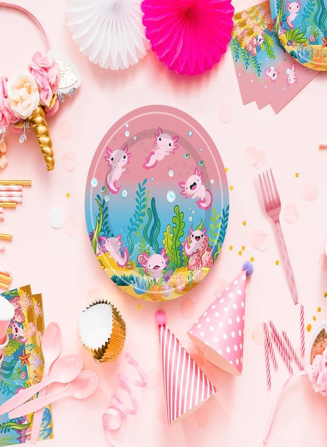 iPartyGo Axolotl Birthday Plates Napkins - 96 PCs Pink Forks Party Supplies Cartoon Cute Reptile Animals Disposable Tableware Set Favors Serves 24 Guest Girls Happy Birthday Party Decorations - Image 3