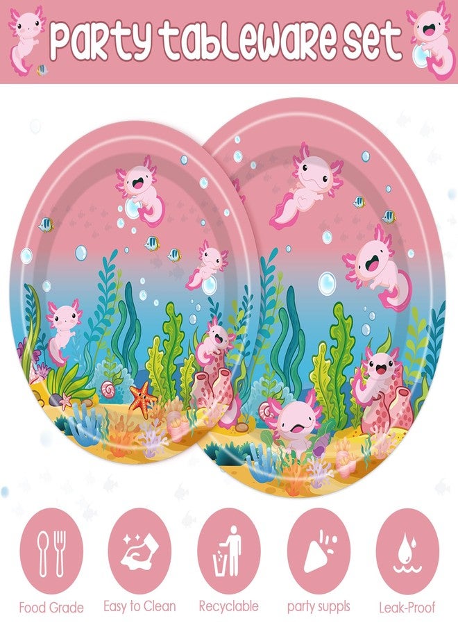 iPartyGo Axolotl Birthday Plates Napkins - 96 PCs Pink Forks Party Supplies Cartoon Cute Reptile Animals Disposable Tableware Set Favors Serves 24 Guest Girls Happy Birthday Party Decorations - Image 2