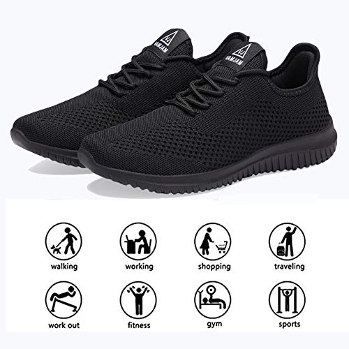 VAMJAM Men's Running Shoes Ultra Lightweight Breathable Walking Shoes Non Slip Athletic Fashion Sneakers Mesh Workout Casual Sports Shoes All Black Size 11.5 - Image 4