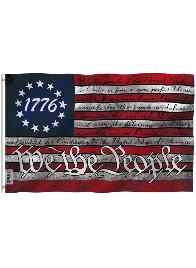 Anley Fly Breeze 3x5 Foot We the People Flag - Canvas Header and Double Stitched - 1776 Vintage Betsy Ross the United States Constitution Flags Polyester with Brass Grommets 3 X 5 Ft - Image 1