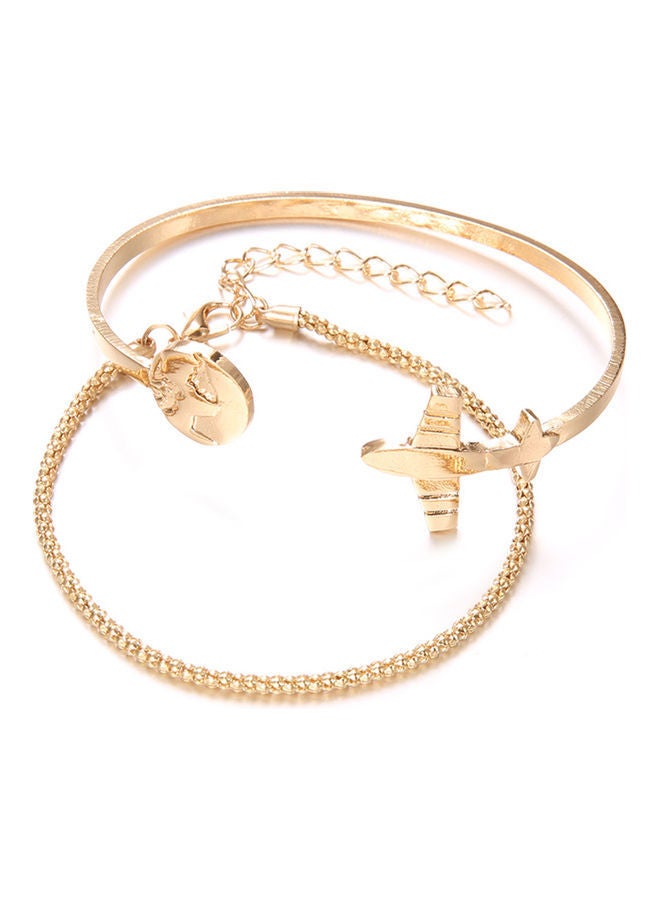 NIBEMINENT 2-Piece Map Plane Open Bangle Bracelet - Image 1