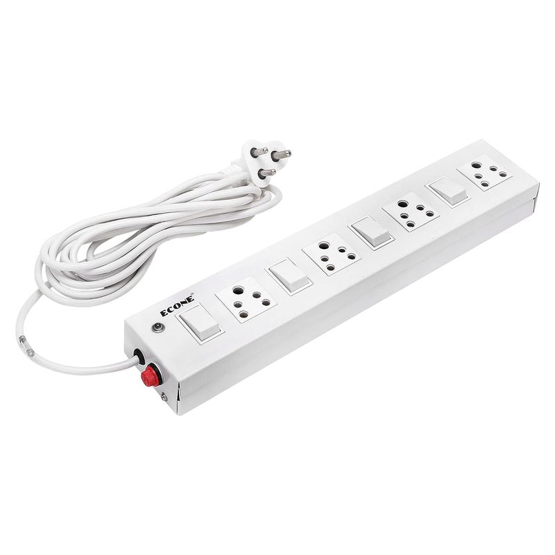 ECONE ECONE Multi Socket 4 Plug 4 Switch 6A 10A Extension Board Power Strip Extension Cord 44 Meter Long Length Cable Cord Compatible with Charger Computer Pc Laptop Appliances1 Year Warranty  - Image 1