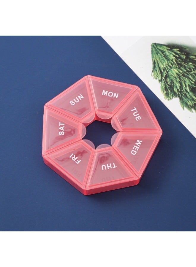 7-corner Pill Box With One Week, Round Seven-compartment Portable One-week Divided Small Pill Box, Mini 7-day Portable Divided elry Box