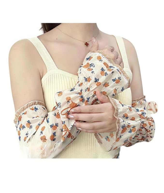 CHACKO UV Sun Protection Driving Gloves Women with Breathable Cotton Material, Elbow Length Combed Cotton and Spandex Lightweight Hand Glove for Women’s/Girls - Free Size (Pack of 1)_Brown - Image 1