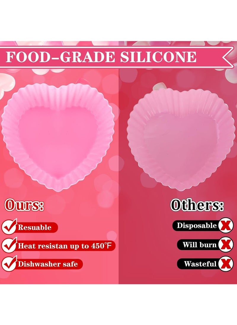 Oasisgalore 36 Pcs Silicone Baking Cups Pink Heart Shape Cupcake Liners Non-Stick Muffin Liner Molds Reusable Cake Cups, 2.8x2x1.3 Inch  - Image 3