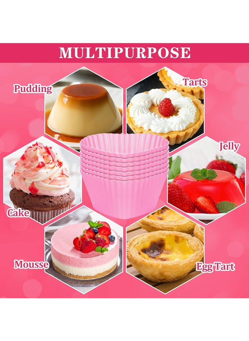 Oasisgalore 36 Pcs Silicone Baking Cups Pink Heart Shape Cupcake Liners Non-Stick Muffin Liner Molds Reusable Cake Cups, 2.8x2x1.3 Inch  - Image 4