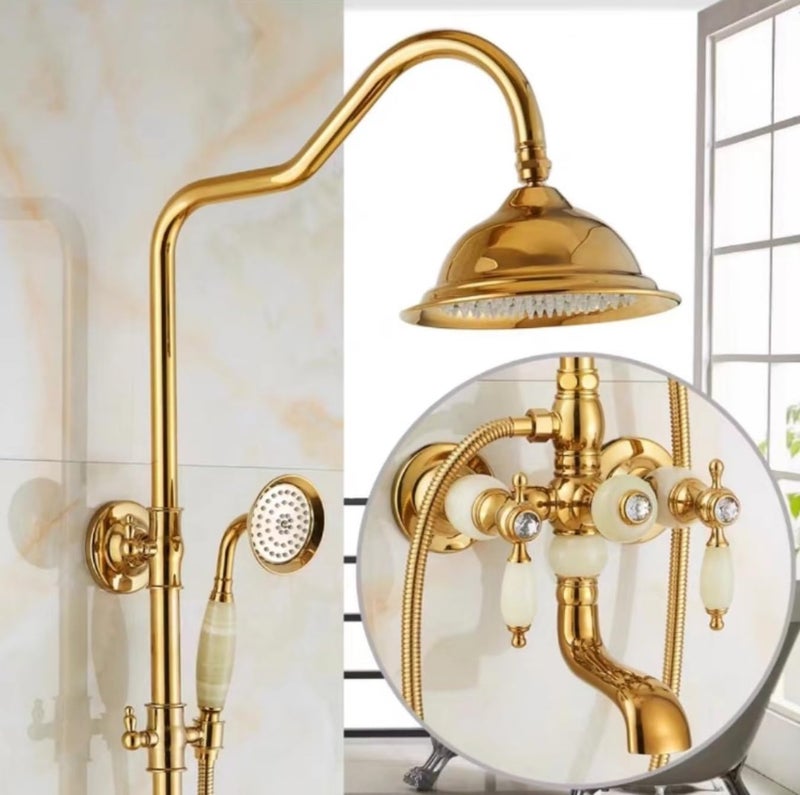 Aquieen Aquieen Wall Mounted Single Lever Bathing Mixer With Sliding RailHand Shower and Overehead Shower  - Image 4