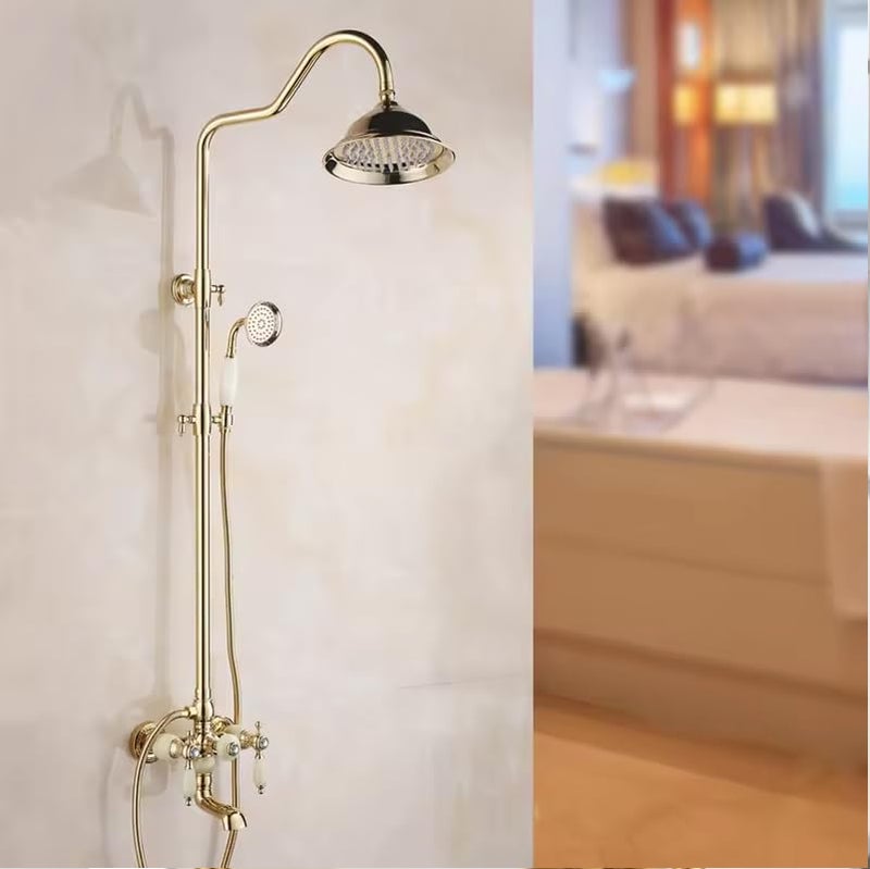 Aquieen Aquieen Wall Mounted Single Lever Bathing Mixer With Sliding RailHand Shower and Overehead Shower  - Image 1