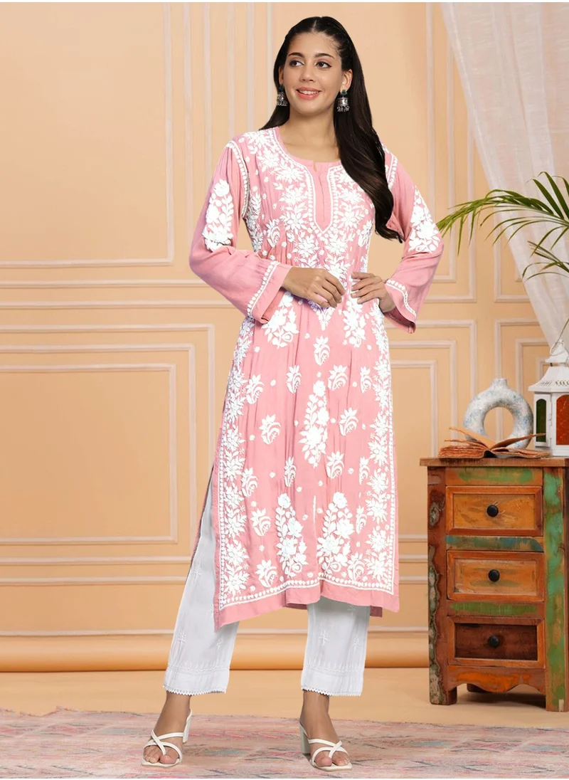 Alaya Hand Embroidered Chikankari Modal Straight Kurta-AL3682