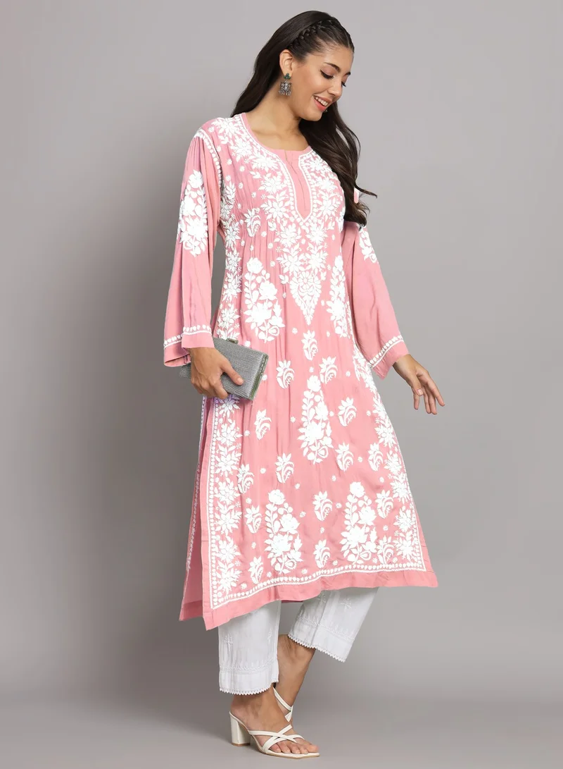 Alaya Hand Embroidered Chikankari Modal Straight Kurta-AL3682