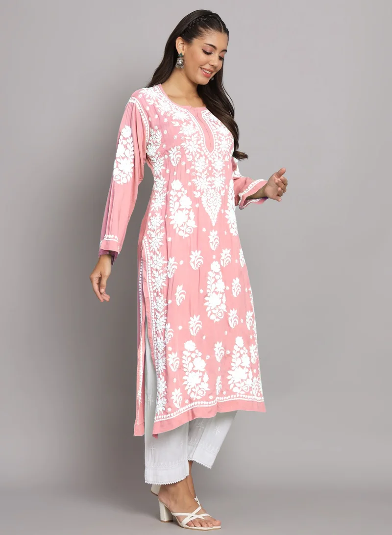 Alaya Hand Embroidered Chikankari Modal Straight Kurta-AL3682