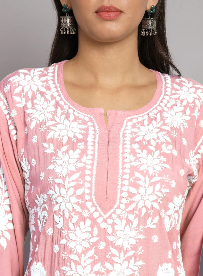 Alaya Hand Embroidered Chikankari Modal Straight Kurta-AL3682