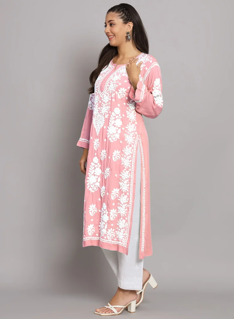Alaya Hand Embroidered Chikankari Modal Straight Kurta-AL3682