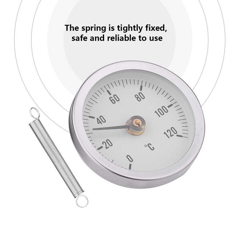 klarako 63mm 0 120 IP55 Waterproof Dustproof Bimetal Thermometer Spring Thermometer Temperature Gauge with Clip on Spring for Pipes , Surface ,Oil , Power Plants , Boat ,etc - Image 5
