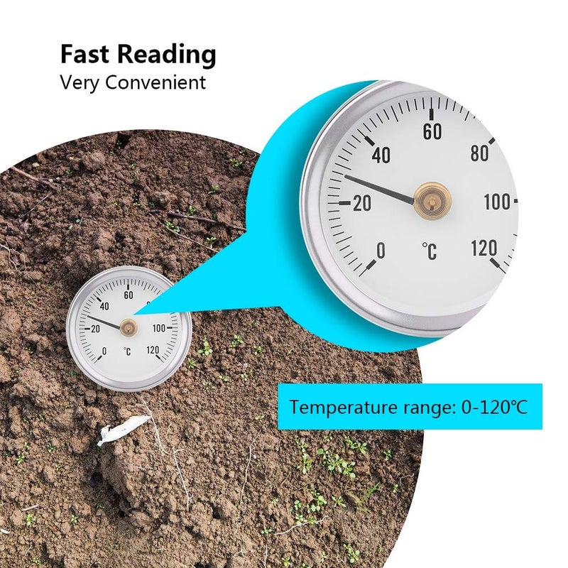 klarako 63mm 0 120 IP55 Waterproof Dustproof Bimetal Thermometer Spring Thermometer Temperature Gauge with Clip on Spring for Pipes , Surface ,Oil , Power Plants , Boat ,etc - Image 2