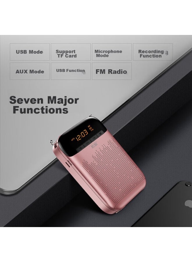 SOAIY S588fm Wireless Lavalier Amplifier, Teacher-specific Smart Anti-howling, 13w High Power, Usb Microphone Speaker, Outdoor Portable Bluetooth Speaker Radio, Gold Color - Image 4
