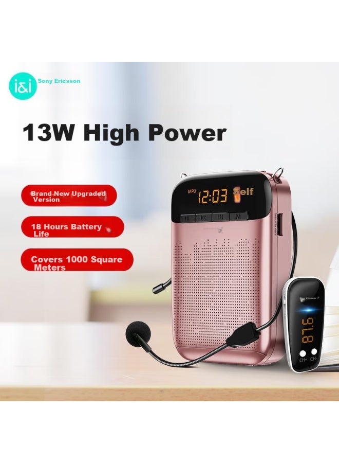 SOAIY S588fm Wireless Lavalier Amplifier, Teacher-specific Smart Anti-howling, 13w High Power, Usb Microphone Speaker, Outdoor Portable Bluetooth Speaker Radio, Gold Color - Image 1