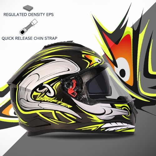 Studds Drifter D4 Isi and Dot Certified Full Face Graphic Helmet for Men and Women with Inner Sun Visor and Spoiler (Black , Golden) - Image 3