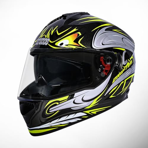Studds Drifter D4 Isi and Dot Certified Full Face Graphic Helmet for Men and Women with Inner Sun Visor and Spoiler (Black , Golden) - Image 1