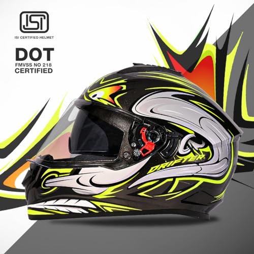 Studds Drifter D4 Isi and Dot Certified Full Face Graphic Helmet for Men and Women with Inner Sun Visor and Spoiler (Black , Golden) - Image 2