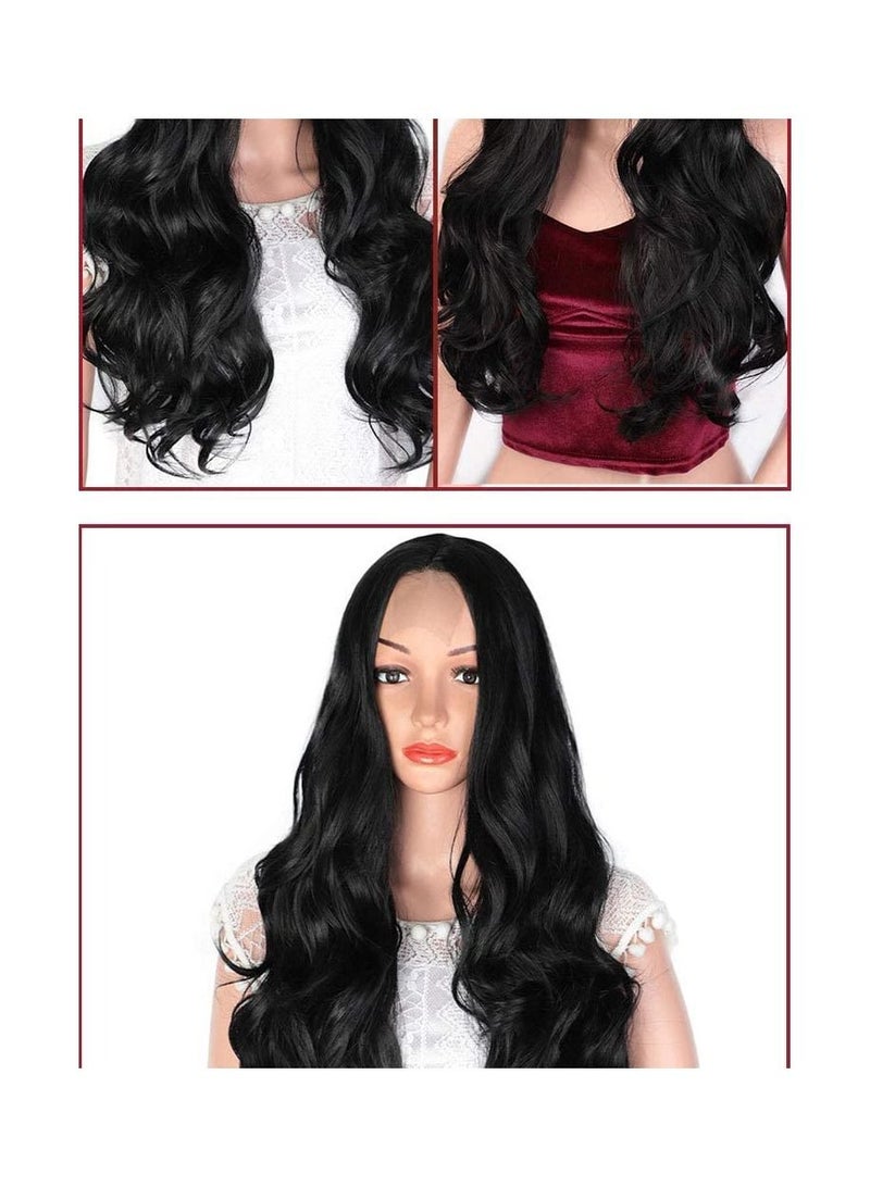 إستيل أزياء استيل باروكة دانتيل أمامية صغيرة للنساء. (أسود متوسط ​​فضفاض متموج) - Image 5