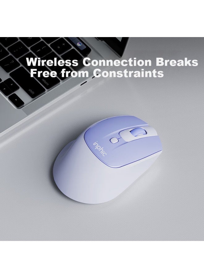 Inphic M2 Wireless Rechargeable Silent Ergonomic Office Computer Desktop Laptop 2.4g Universal Portable Type-c Blue Mouse - Image 3