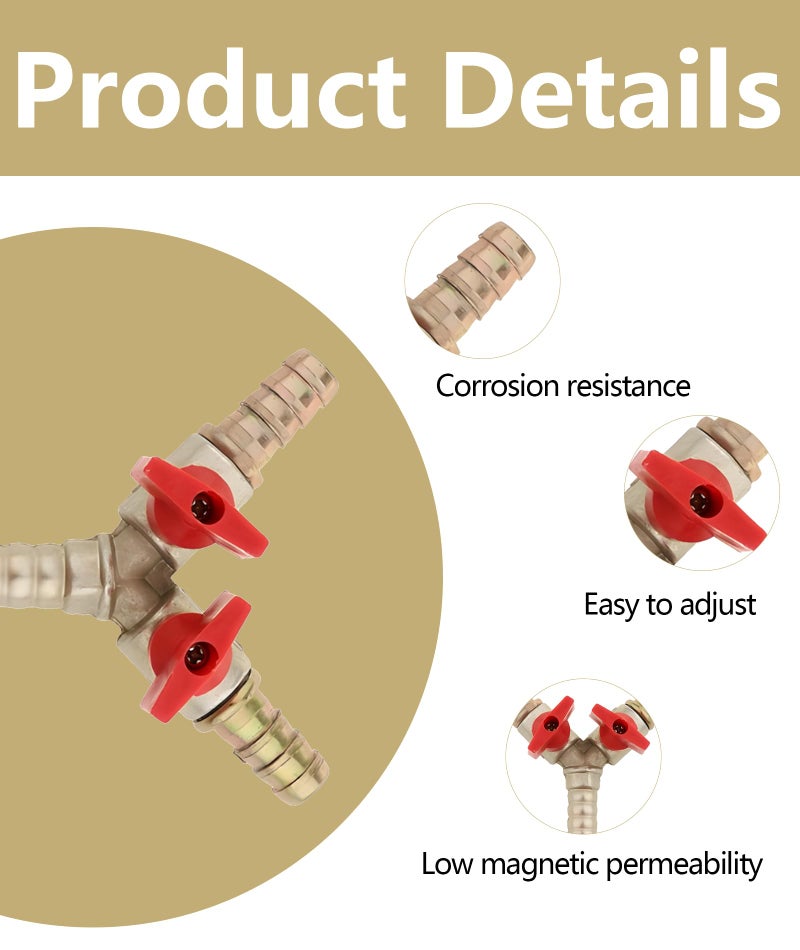 RupeeRise Gas Pipe Connector, Y-Shaped 3-Way Valve with Switch for Regulator,Pipe Fitting for Garden, Shipbuilding, Construction, Automotive ﻿ - Image 3