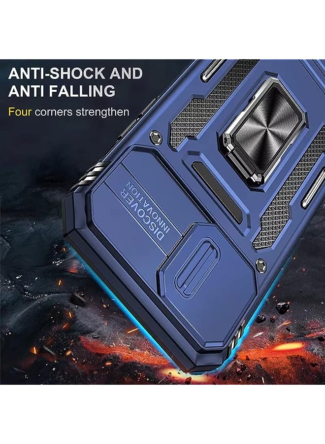 Mania Iphone 14 Pro Max Case with Camera Slide Cover, Kick Stand, Magnetic Plate, Heavy duty, Shock Absorption, Anti-Scratch Cover with Tempered Glass Screen Protector.(iPhone 14 Pro Max Blue)  - Image 2