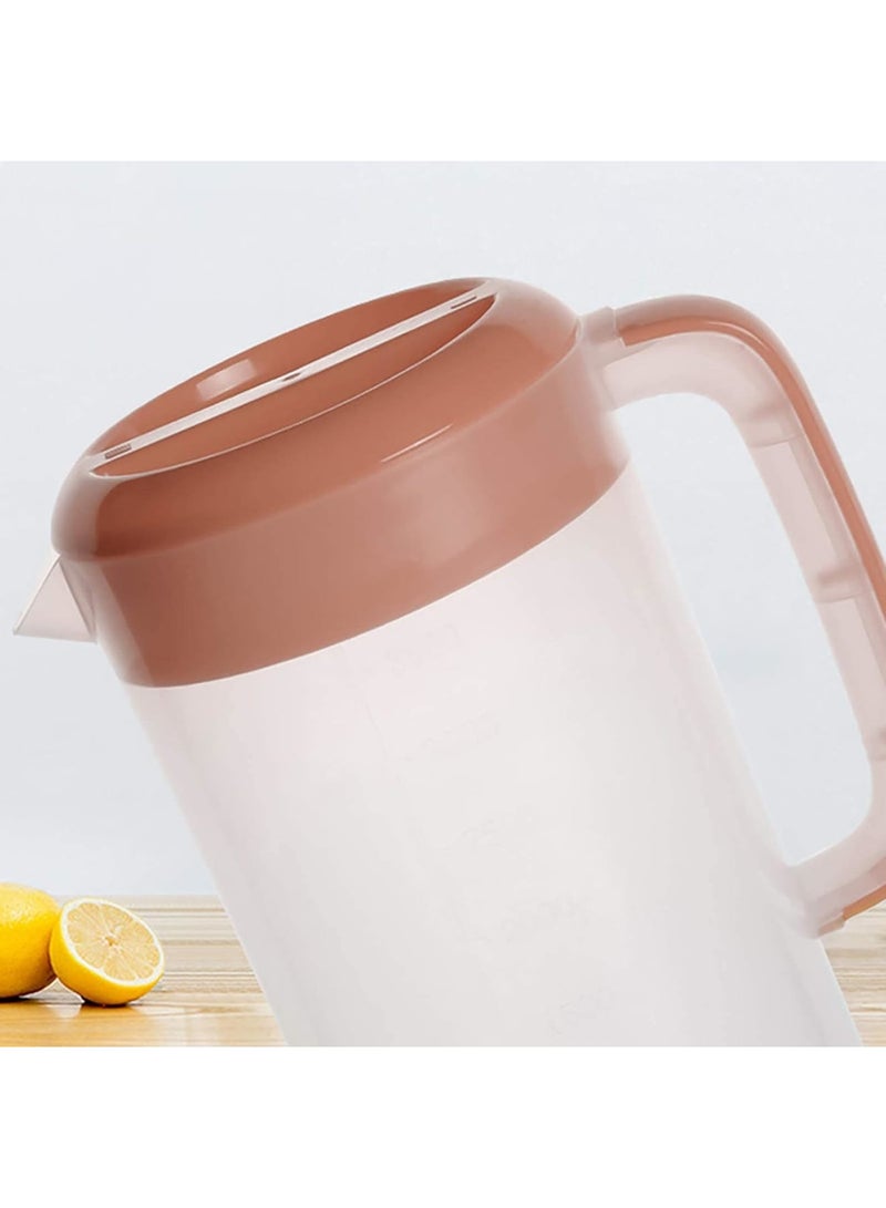 SYOSI Plastic Pitcher with Lid, Large Water & Ice Tea Pitcher with Handle and Scale for Easy Pouring, 3-Way Spout for Juice, Beverage, Party, Outdoor, Home Use, BPA-Free, 2 Pack, 4000ML, Pink - Image 3