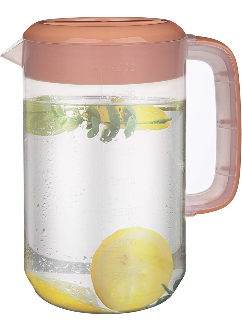 SYOSI Plastic Pitcher with Lid, Large Water & Ice Tea Pitcher with Handle and Scale for Easy Pouring, 3-Way Spout for Juice, Beverage, Party, Outdoor, Home Use, BPA-Free, 2 Pack, 4000ML, Pink - Image 5