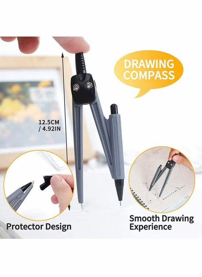 HY Math Geometry Tool Plastic Clear Ruler Sets Protractor Triangular Ruler Drawing Compass for School Student Classroom, High Quality Material for Long Time and Durable Use  - Image 5