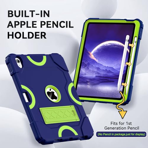 Cantis Case for iPad 11-inch (A16) 2025/ iPad 10th Generation 2022 (10.9 inch), Shockproof iPad Cover 10th Generation with Pencil Holder & Kickstand, Navy Blue - Image 5
