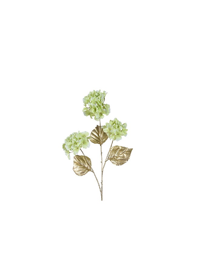 Kaemingk Decoris Hydrangea On Stem Polyester with Matt Gold Champange Leaf Green for christmas