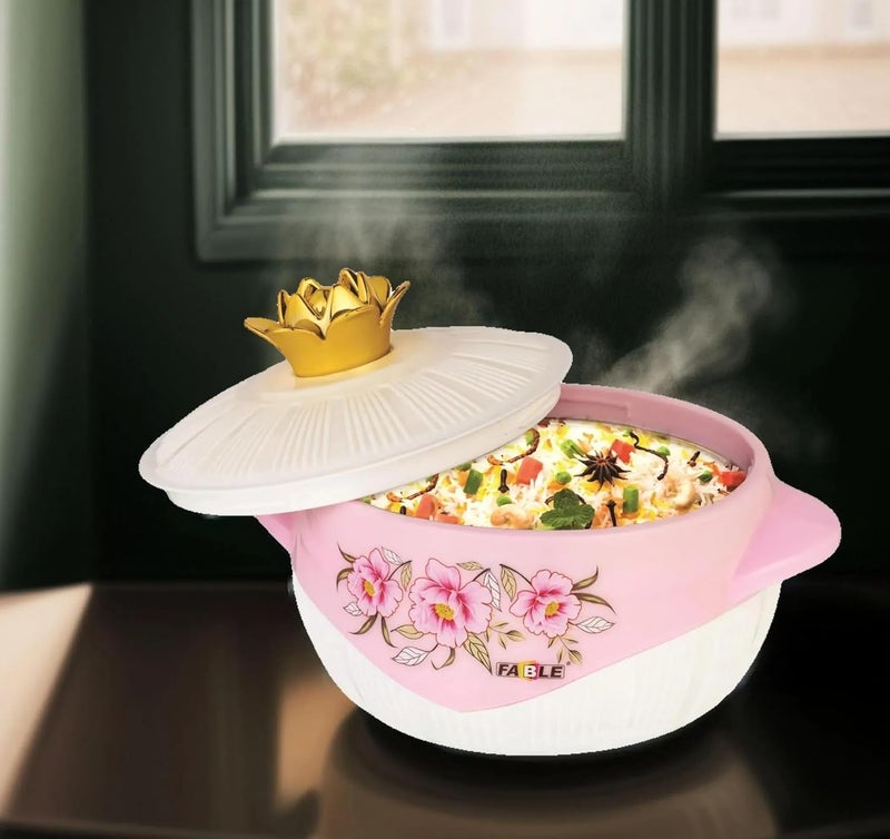 Nabhya Falcon 2000ml Insulated Inner Stainless Steel Casserole with Plastic Lid BPA Free Food Grade Casserole Keeps Food HotCold for Long Hours Ideal for Chapatti Pink - Image 3