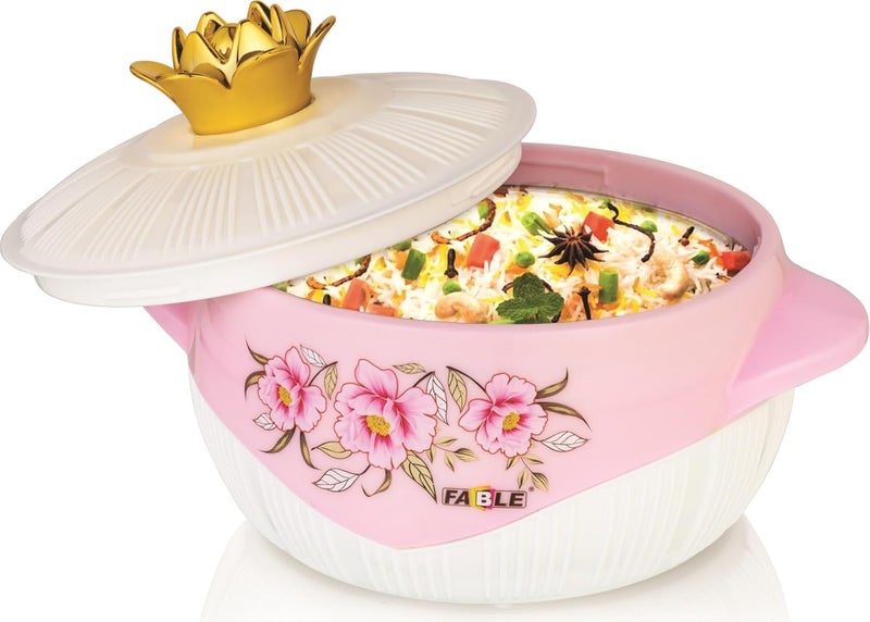 Nabhya Falcon 2000ml Insulated Inner Stainless Steel Casserole with Plastic Lid BPA Free Food Grade Casserole Keeps Food HotCold for Long Hours Ideal for Chapatti Pink - Image 1
