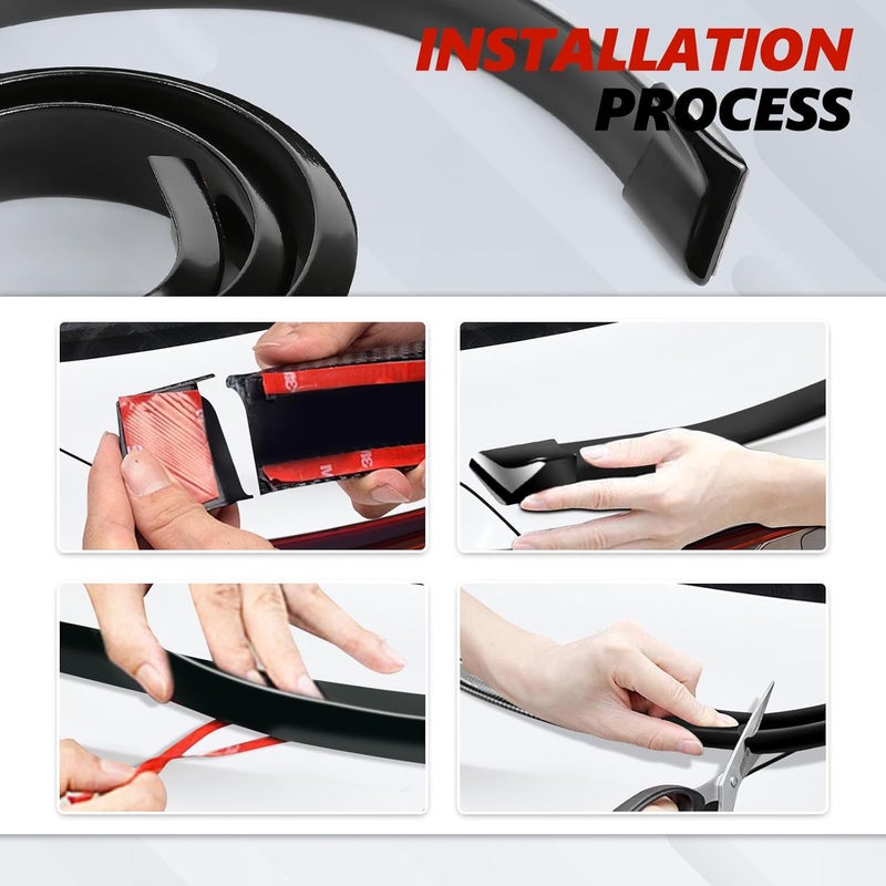 مجموعة حافة سقف السبويلر الخلفي للسيارة، مصنوعة من الألياف الكربونية ومطاط 3D، شريط تزيين سقف صندوق السيارة، شريط لاصق لحافة سقف الصندوق الخلفي، إكسسوارات تزيينية رائعة للسيارة (لون أسود لامع) - Image 3