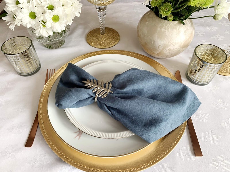 Eight Owls Linen Napkins -100% French Flax - Stonewashed Pure Linen Cloth Napkins - Size 18 Inch x 18 Inch - Set of 4 (Soft Teal Blue) - Image 5