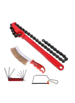 Digital Craft Digital Craft 4Piece Combo 9 ChainType Oil Filter Wrench Box Spanner Hand Brush Folding Trox Allen Key Mini Hack Saw  - Image 1