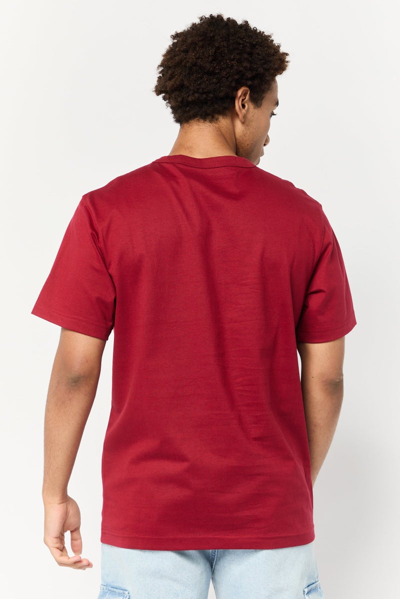 Celio Men Crew Neck Short Sleeve Solid T Shirt, Maroon - Image 4