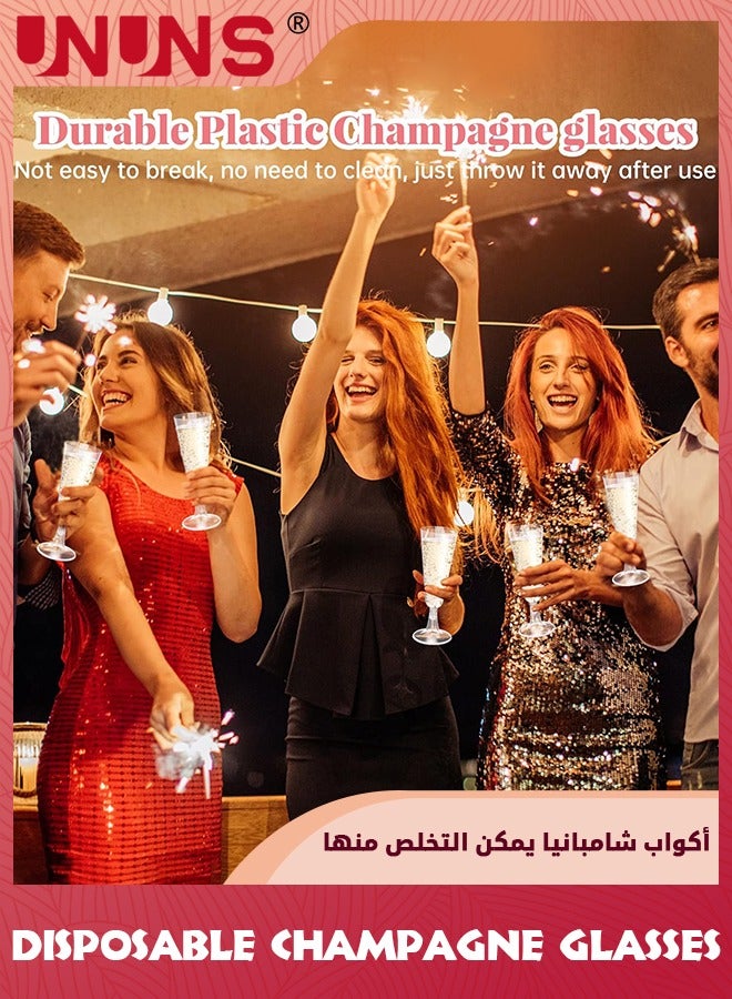 UNUNS أكواب بلاستيكية، عبوة 40 كوب زجاجات قابلة للتصرف، 5.5 أونصة أكواب ميموزا بلاستيكية شفافة أكريليك لأكواب حفلات الزفاف - Image 2