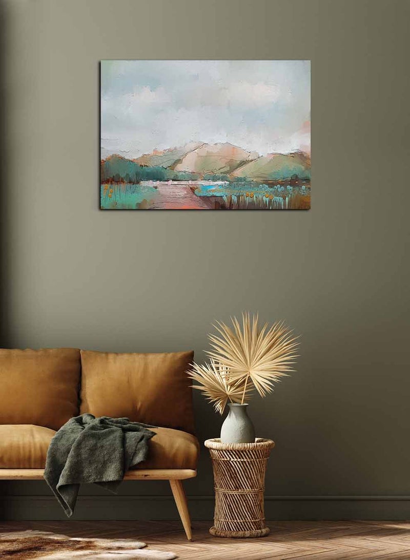 LOWHA Framed Canvas Wall Art Stretched Over Wooden Frame, Colorful Landscape Orientation Oil Painting, For Home, Living Room, Office Decor - Image 3