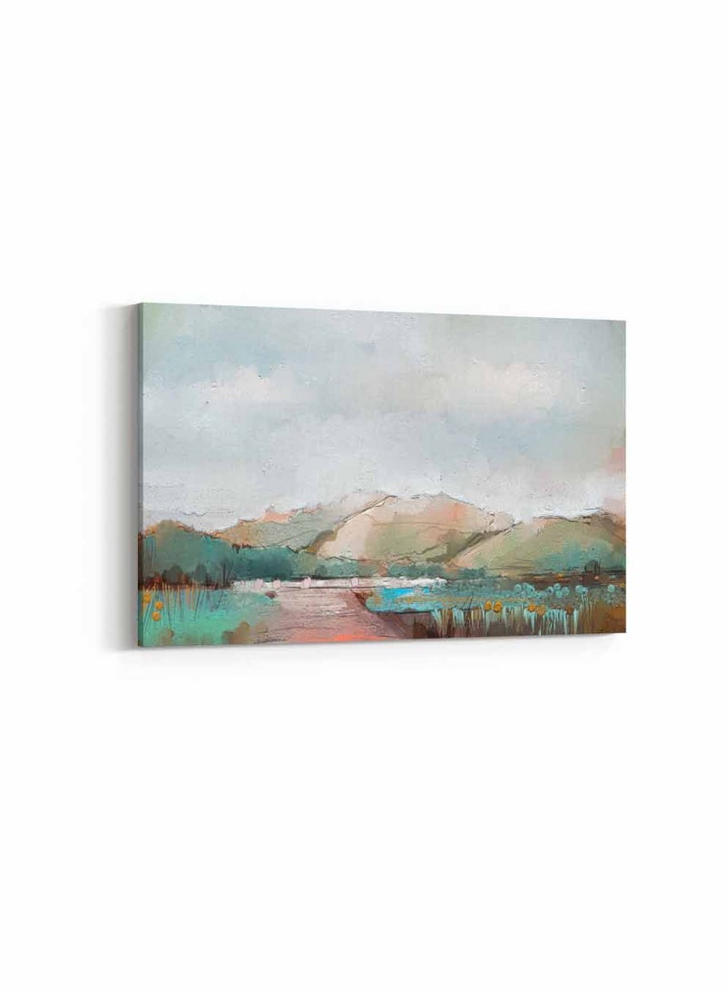 LOWHA Framed Canvas Wall Art Stretched Over Wooden Frame, Colorful Landscape Orientation Oil Painting, For Home, Living Room, Office Decor - Image 4