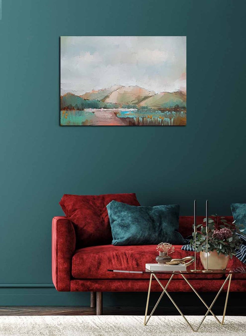 LOWHA Framed Canvas Wall Art Stretched Over Wooden Frame, Colorful Landscape Orientation Oil Painting, For Home, Living Room, Office Decor - Image 2