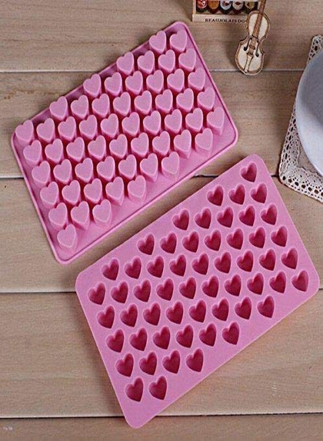 MATIN IMPEX Matin Silicon Soap, Chocolate and Candy Moulds, 55 Cavity Mini Hearts Shape, Pink Color, Reusable (CFM062) - Image 1