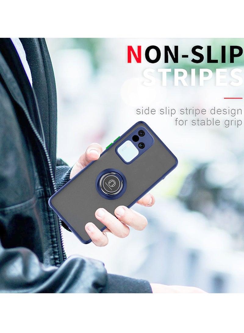 Wtech Finger Grip Magnetic Hold Kickstand Ring Finger With Built-In Iron Case Cover For Vivo V30 / V30 Pro 5G 2024 Navy Blue - Image 4