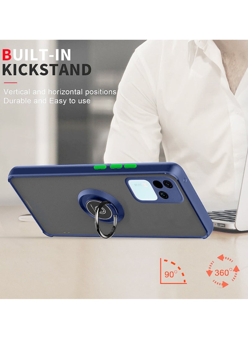 Wtech Finger Grip Magnetic Hold Kickstand Ring Finger With Built-In Iron Case Cover For Vivo V30 / V30 Pro 5G 2024 Navy Blue - Image 5