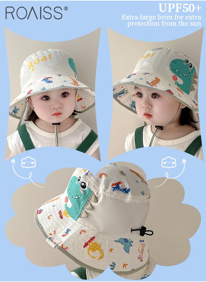roaiss Detachable Kids Anti-UV Bucket Hat with Shawl, UPF 50+ Sun Protection Soft Breathable Quick-drying Sun Cap for Boys & Girls Adjustable Size  - Image 2